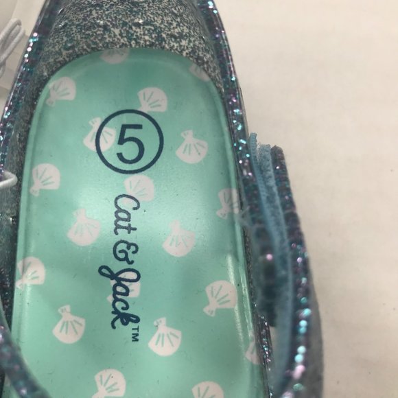 Cat And Jack Girl's Size 5 Hydee Mermaid Slip On Shoe Teal New With Tags - Picture 7 of 13
